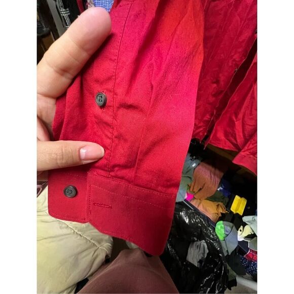 Express 1MX Mens Red Extra Slim Fit Long Sleeve Button Up Dress Shirt Size Large - Picture 5 of 7